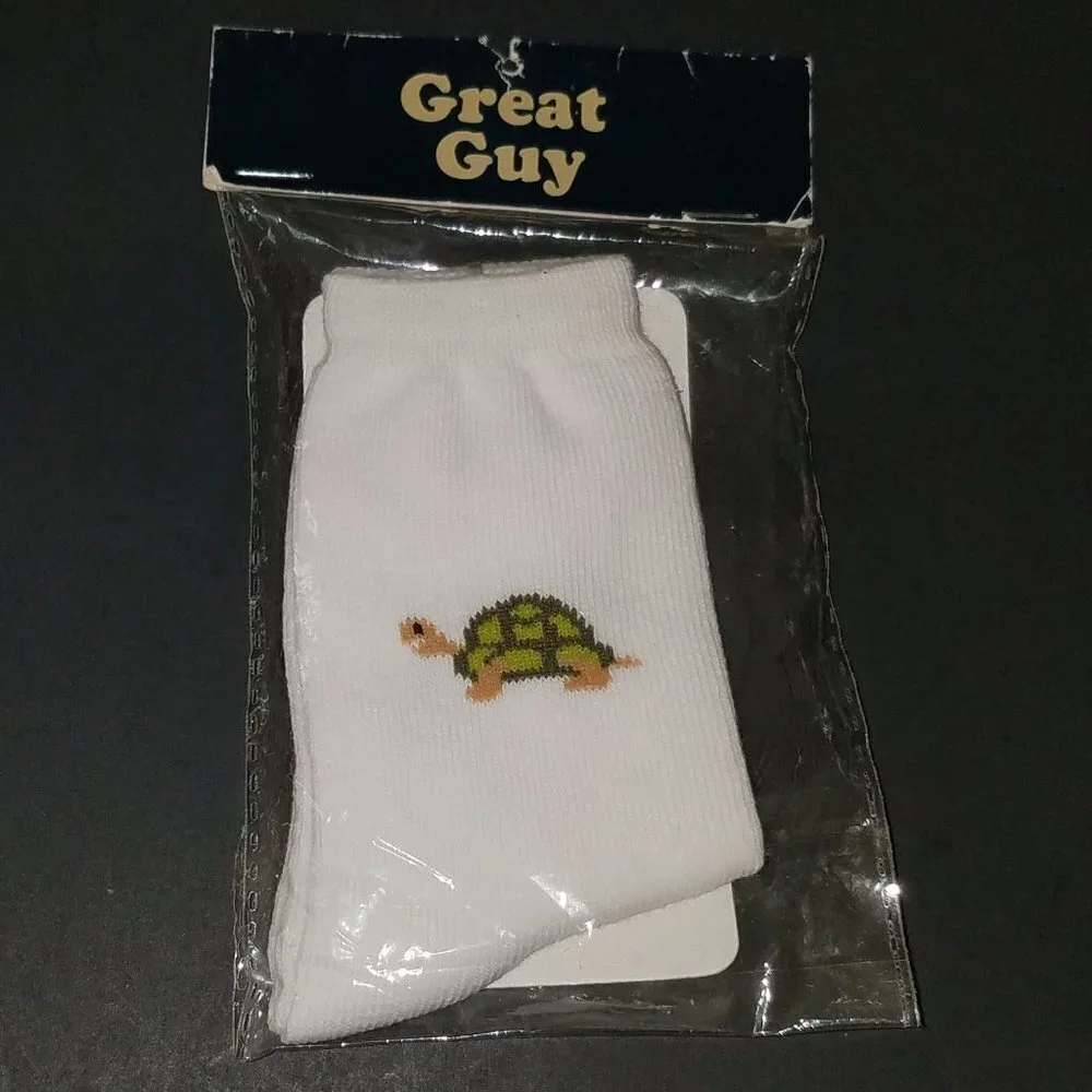 NEW Turtle Socks Toddler One Size White Green Brown Great Guy